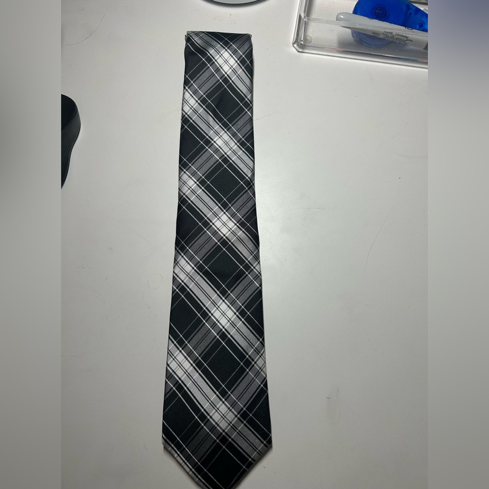 Jones New York Black and White Checkered Tie